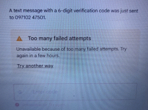 Too many failed attempts Google Workspace