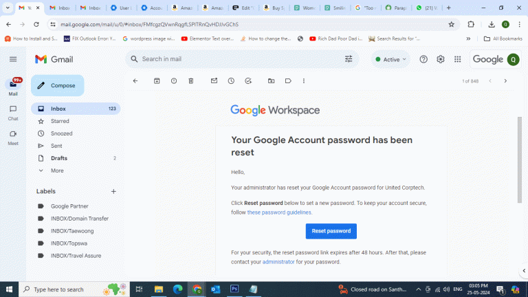 Too many failed attempts Google Workspace Password Reset link